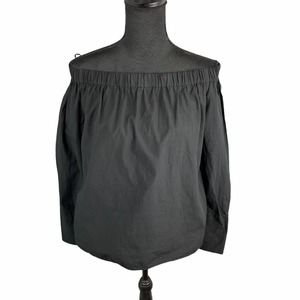 Zara Black Poplin‎ Off Shoulder Blouse size XS